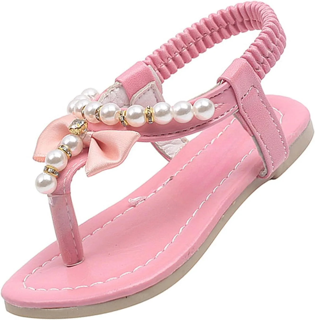 High Heels Sandal for Girls Girls Sandals Fashion Korean Soft Sole Medium And Large Children Shoes Non Slip Beaded Children's Sandals Closed Toe Princess Costume Summer Dress Shoes
