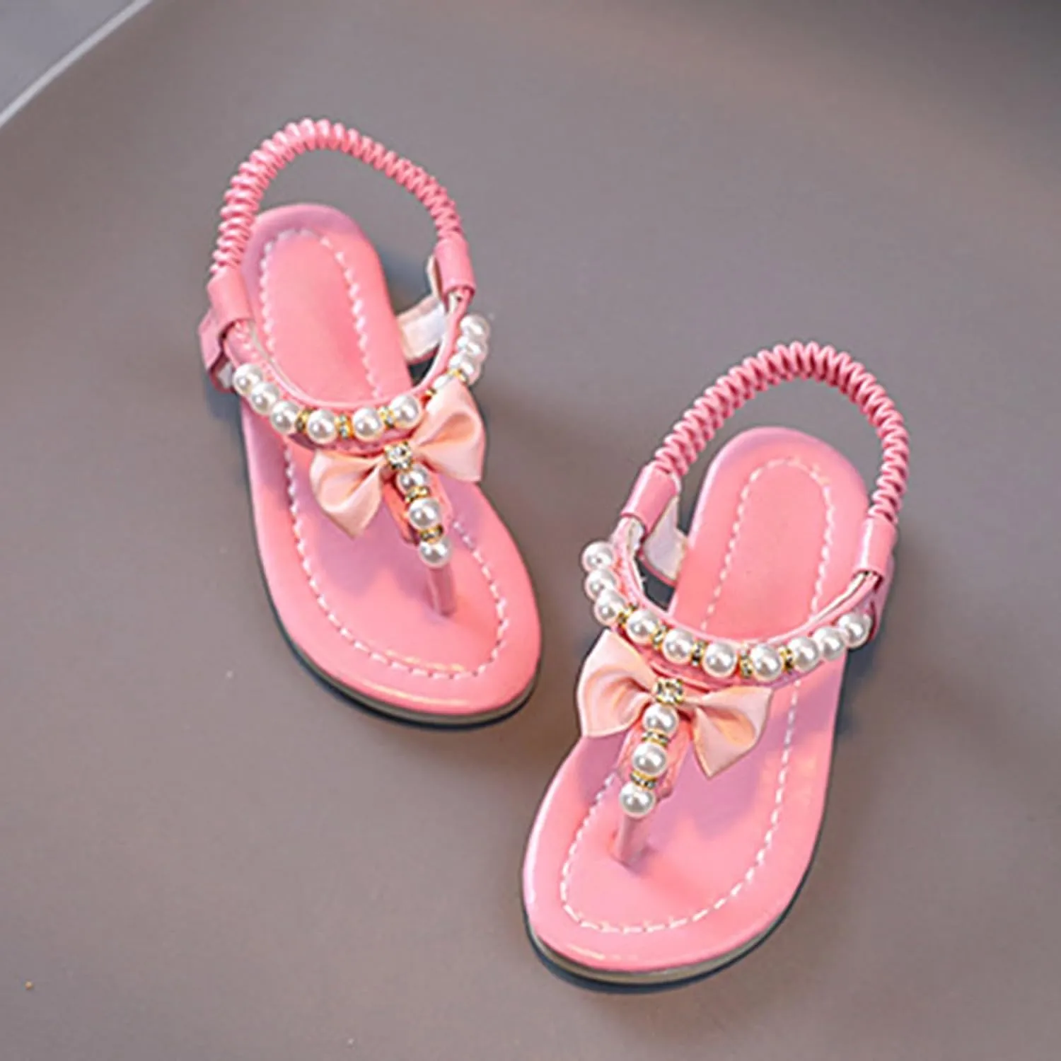 High Heels Sandal for Girls Girls Sandals Fashion Korean Soft Sole Medium And Large Children Shoes Non Slip Beaded Children's Sandals Closed Toe Princess Costume Summer Dress Shoes