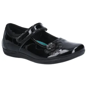 Hush Puppies Girls Black Jessica Junior Patent School Shoe
