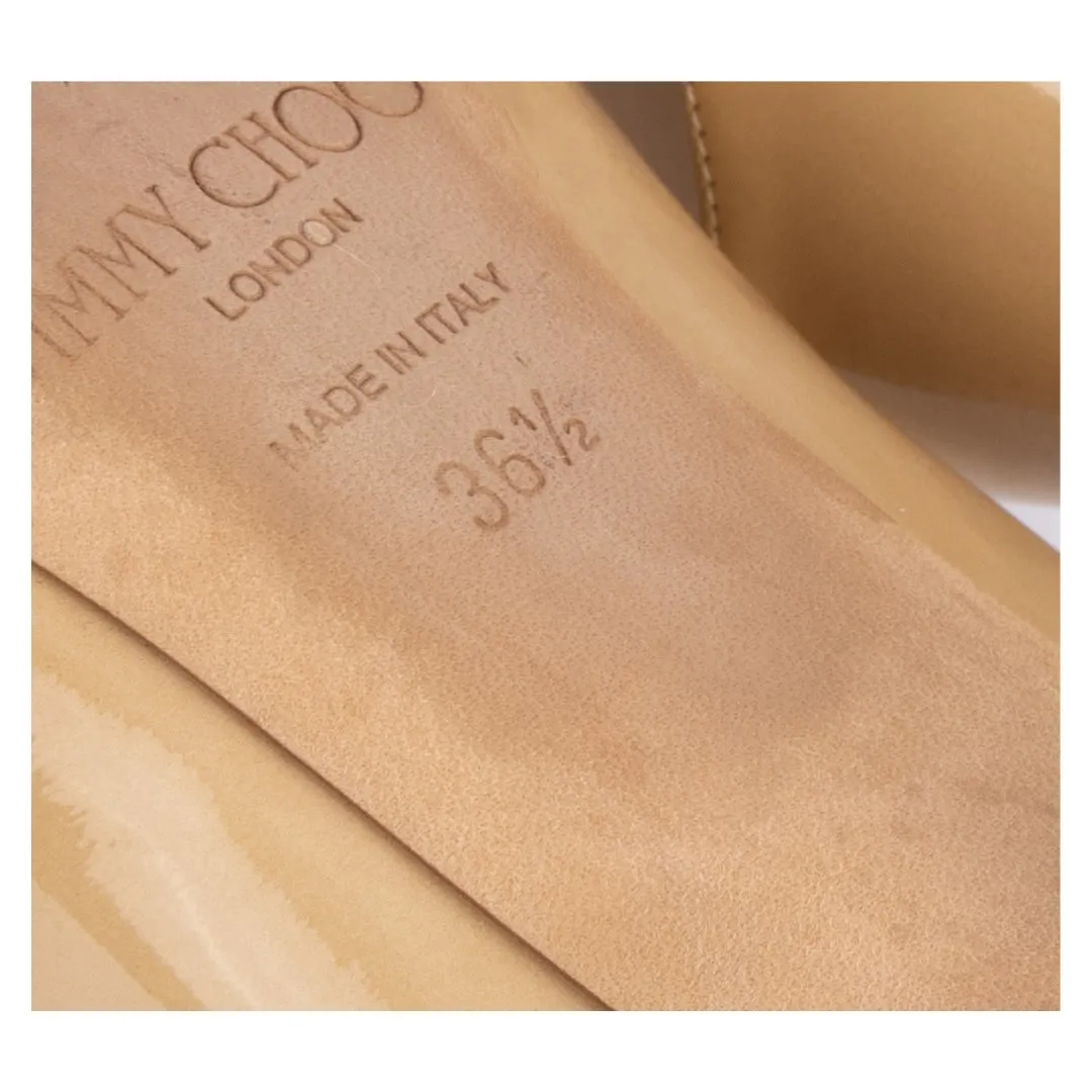 Jimmy Choo Beige Patent Leather Romy Pumps
