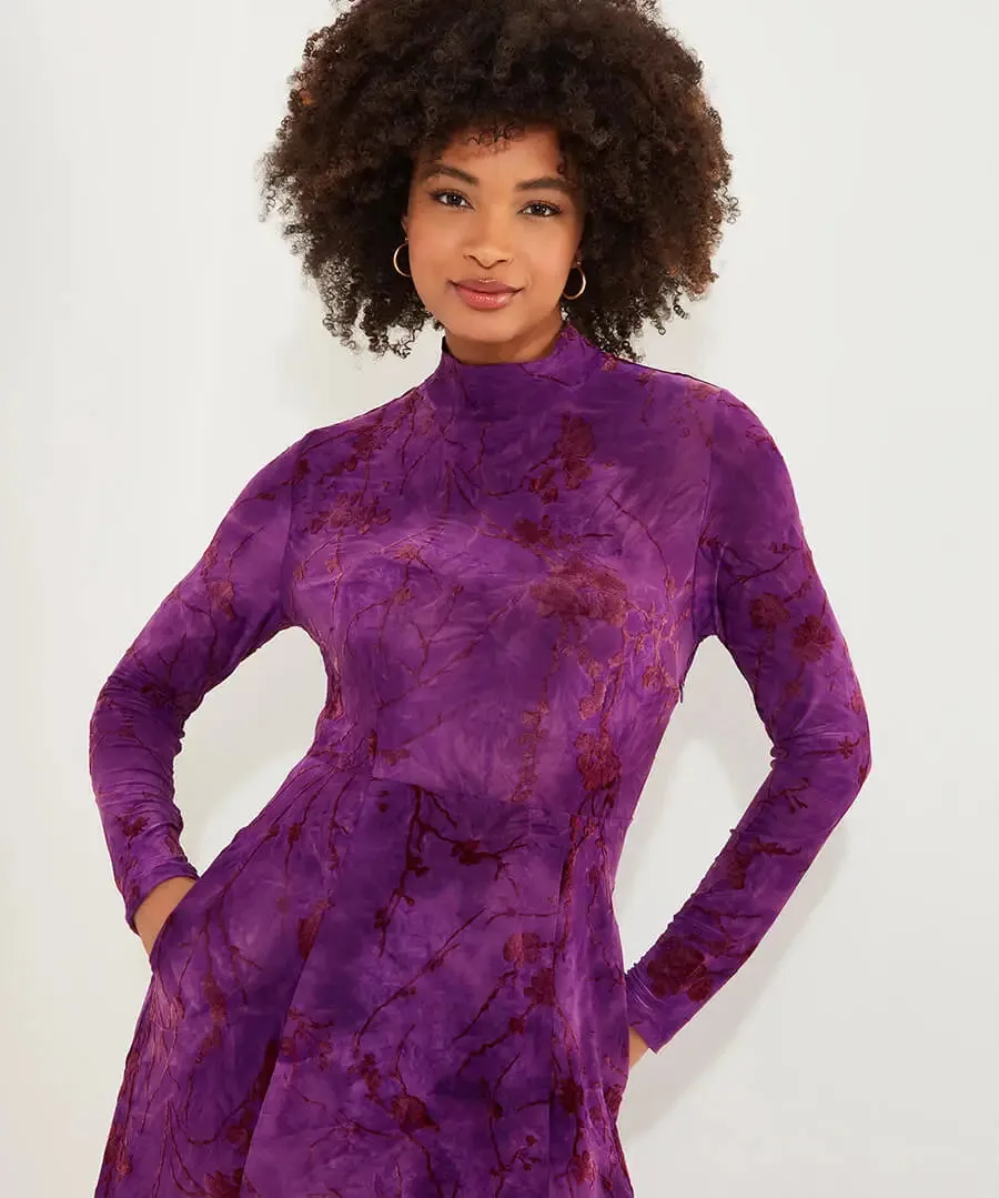 Joe Browns 18 Purple Truly Remarkable Flocked Jersey Dress
