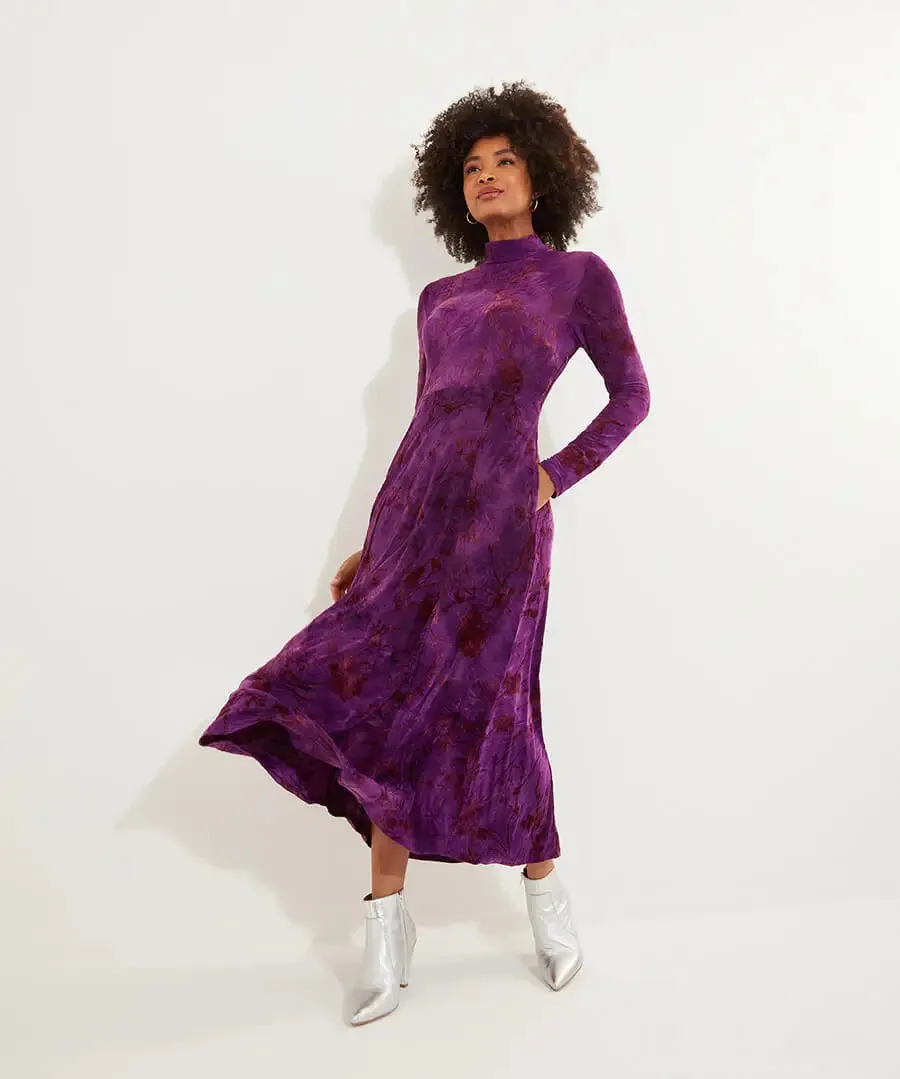 Joe Browns 18 Purple Truly Remarkable Flocked Jersey Dress