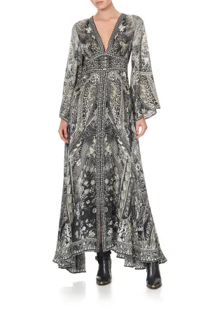 KIMONO SLEEVE DRESS WITH SHIRRING DETAIL ONE TRIBE