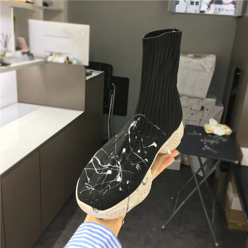 LUXE SEVEN DESIGN KNITTED SOCK BOOTS