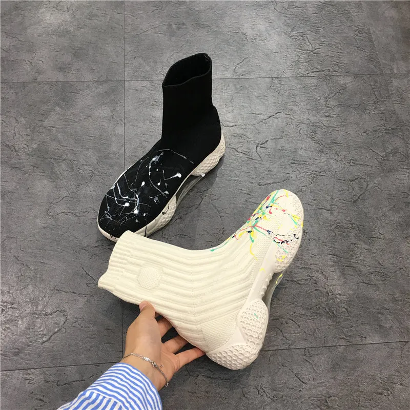 LUXE SEVEN DESIGN KNITTED SOCK BOOTS