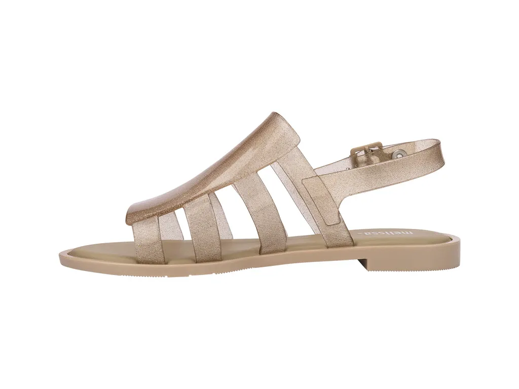 Melissa Boemia Flat Gladiator Glitter Beige Sandal For Women