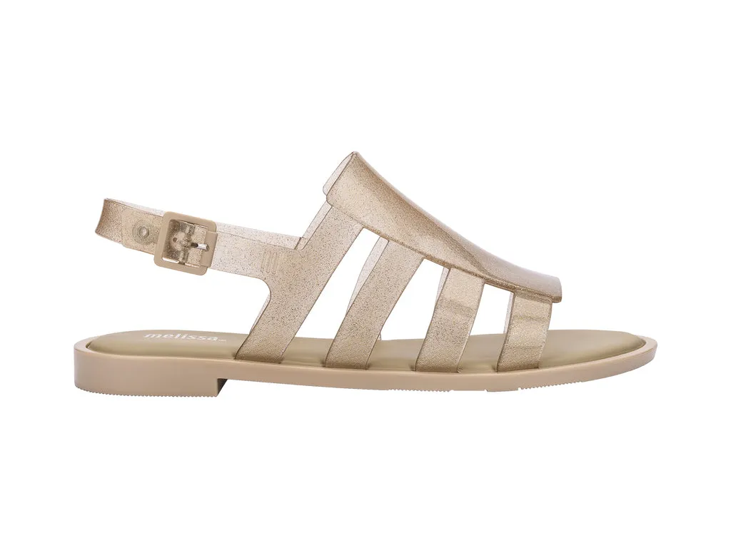 Melissa Boemia Flat Gladiator Glitter Beige Sandal For Women