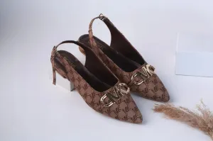 MICHAEL KORS POINTED TOE FLAT PUMPS - BROWN
