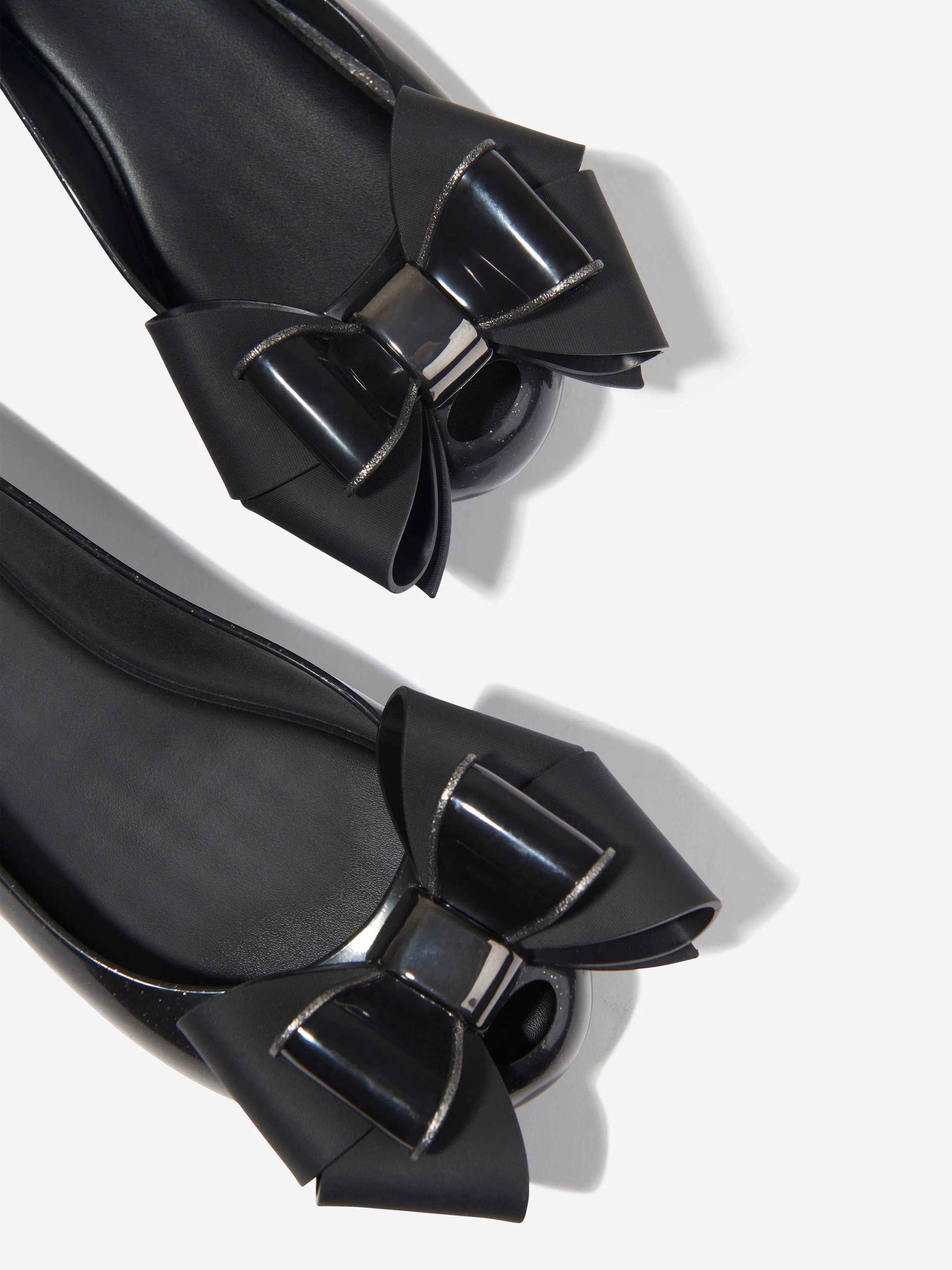 Mini Melissa Girls Ultragirl Fab Bow Ballerinas in Black