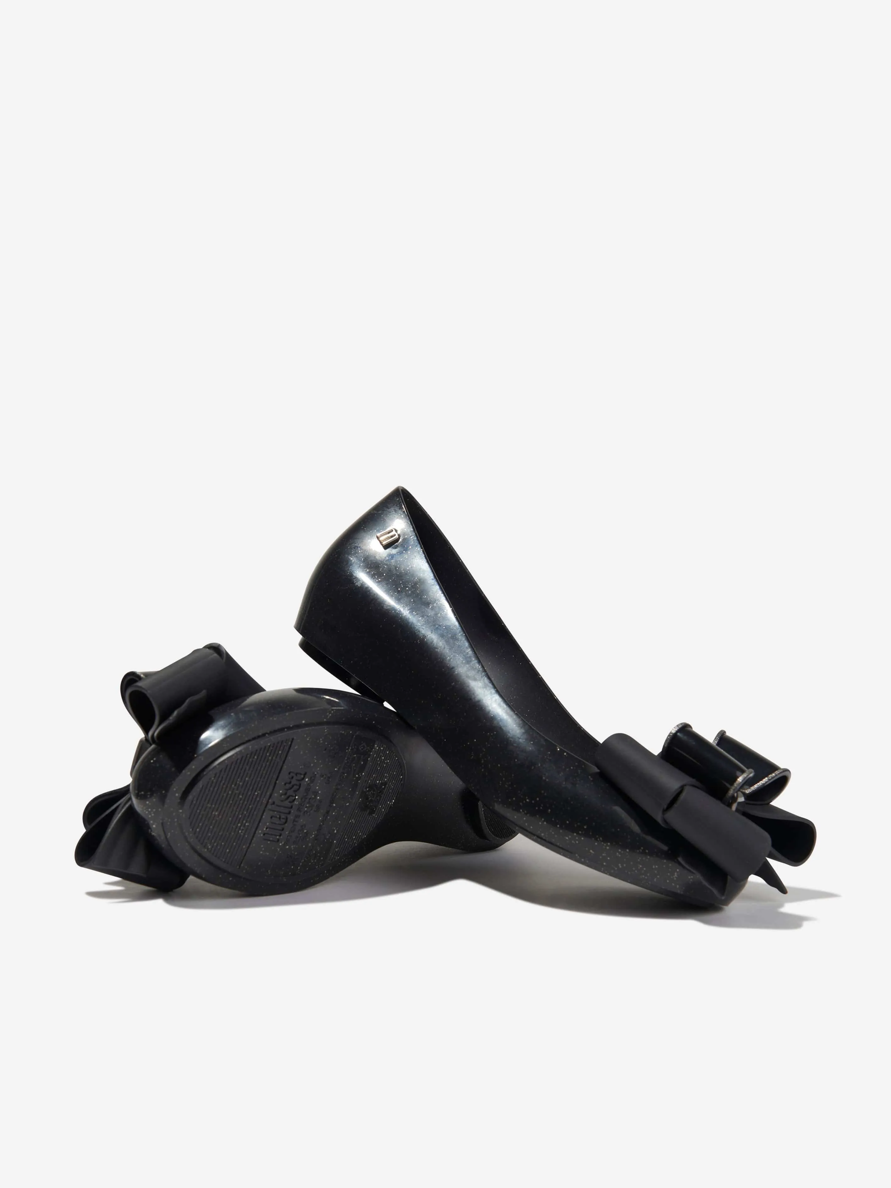 Mini Melissa Girls Ultragirl Fab Bow Ballerinas in Black