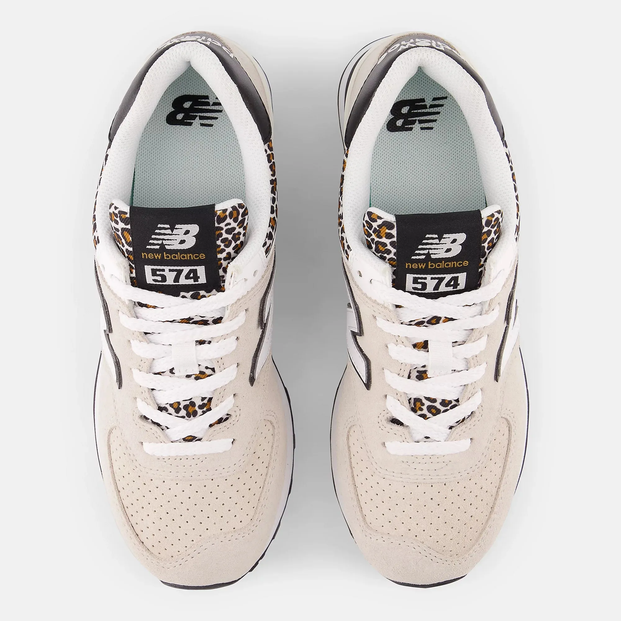 New Balance Womens 574 Fashion Trainers - Beige Leopard