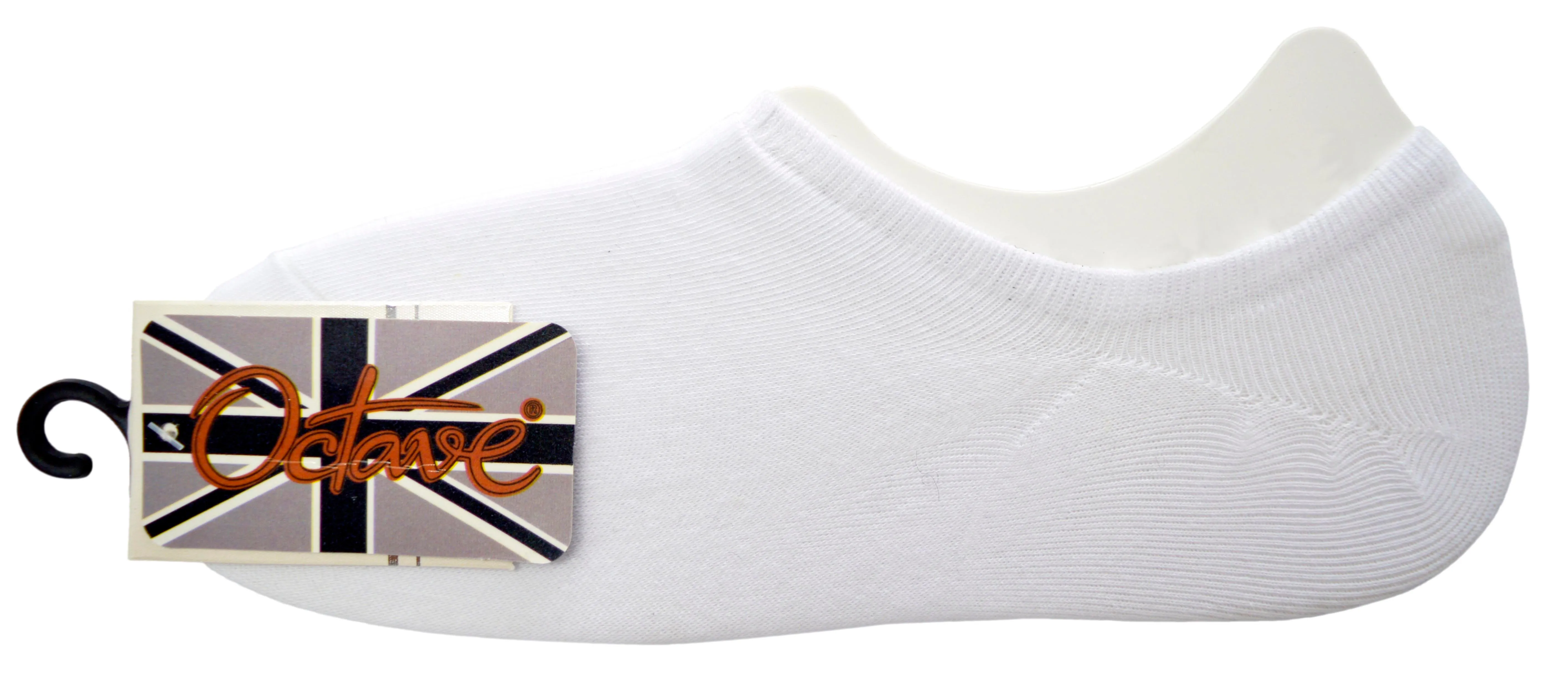 OCTAVE Unisex Plain Invisible Trainer Liner Socks - 6 Pack White