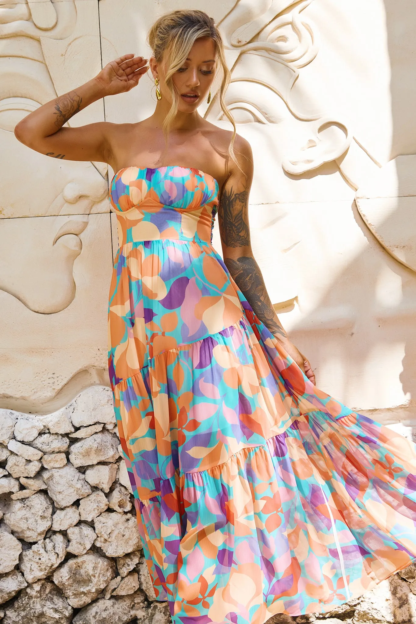 Outta Here Maxi Dress - Orange Multi