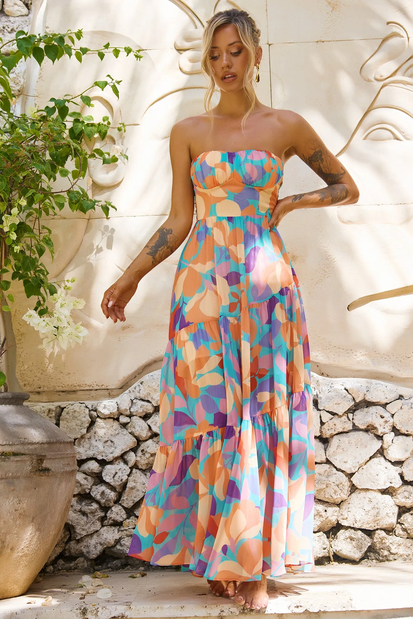 Outta Here Maxi Dress - Orange Multi
