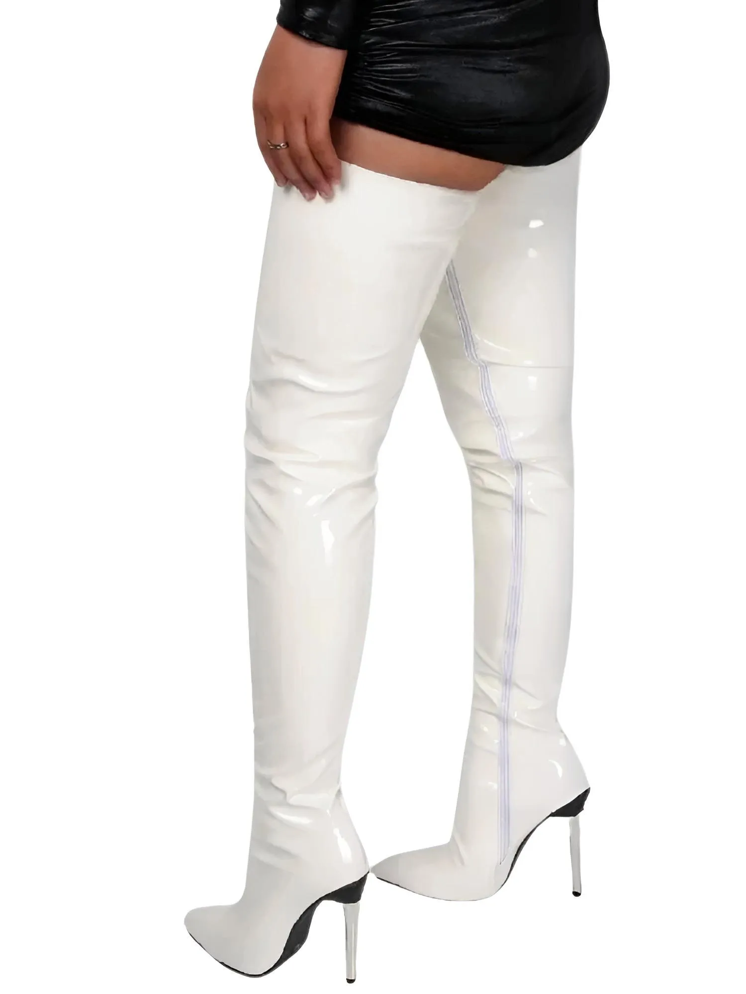 Patent Leather Thigh High Boots Ladies High Heels New Large Size Sexy Thigh High Boots Stiletto Women Boots