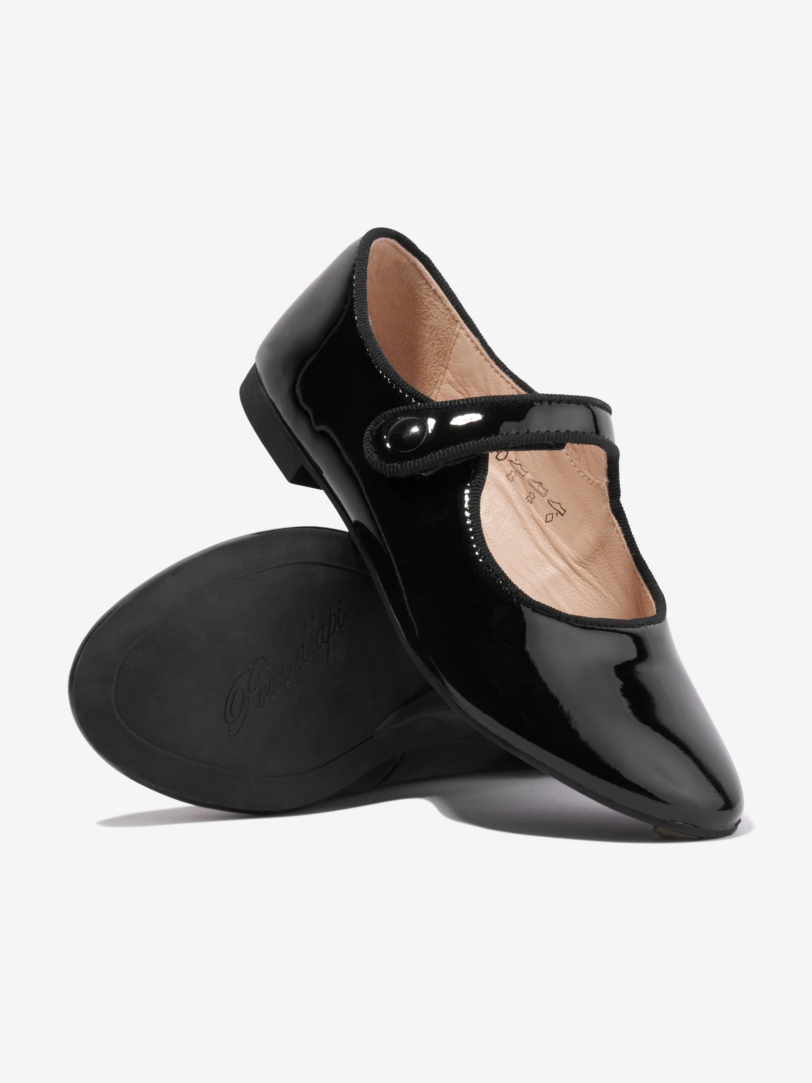 Pom D'Api Girls Daisy Patent Pumps in Black