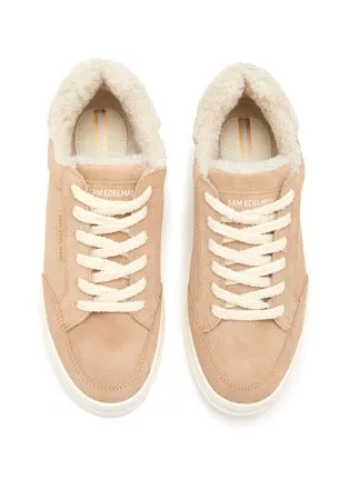 Sam Edelman Wess Cuoio Suede Lace Up Rounded Toe Fur Detailed Low Top Sneakers