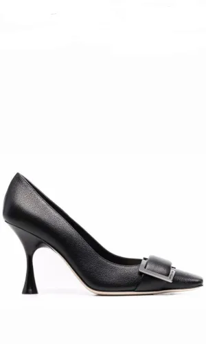 SR Twenty Black Leather Pumps