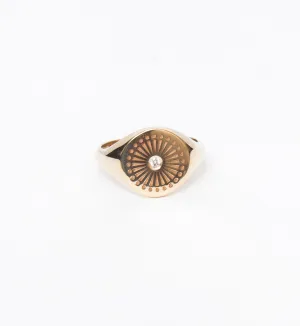 Sunbeam Engraved Signet Ring