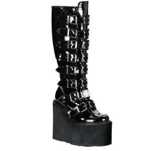 SWING-815 DemoniaCult Black Patent Sexy Women's Mid-Calf & Knee High Boots (Alternative Footwear)