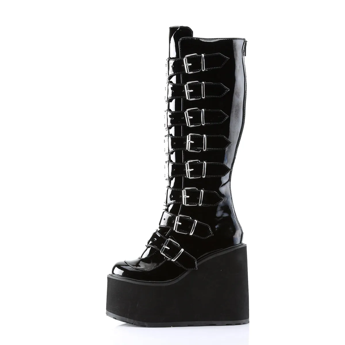 SWING-815 DemoniaCult Black Patent Sexy Women's Mid-Calf & Knee High Boots (Alternative Footwear)