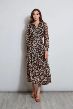 T Tahari Leopard Maxi Shirt Dress