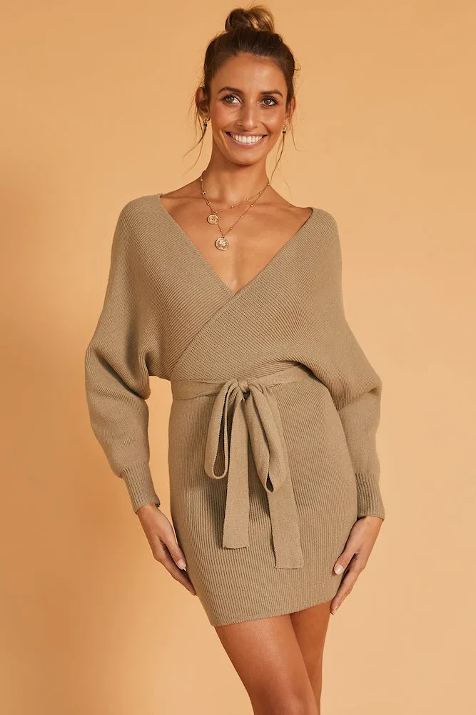 Venus Fortune Knit Dress Olive