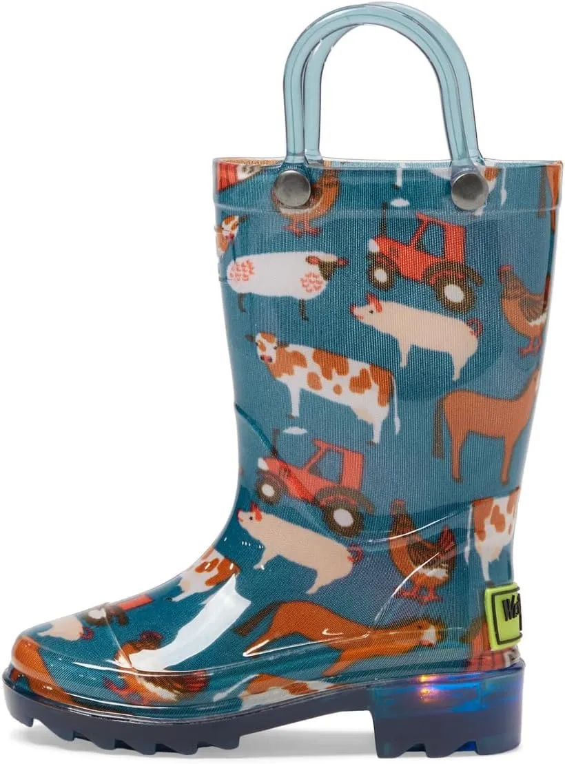 Western Chief Kids Lighted Rain Boots for Kids (Toddler/Little Kid) - Textured Rubber Mud-Guard