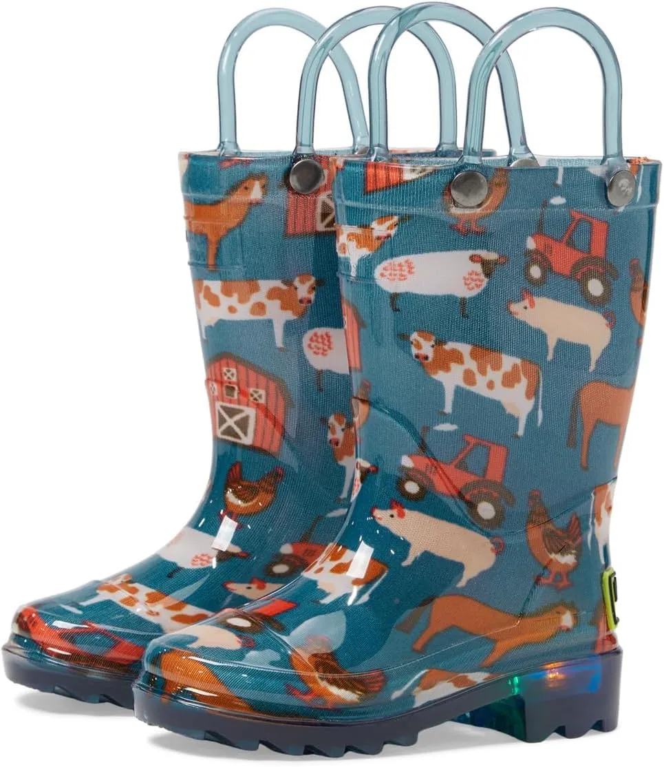 Western Chief Kids Lighted Rain Boots for Kids (Toddler/Little Kid) - Textured Rubber Mud-Guard